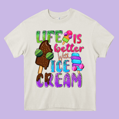 Life Is Better With Ice Cream Heavy Core Tee Designed By Nancycooperartshop
