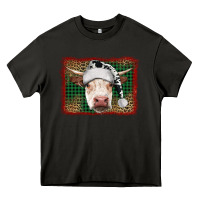 Asphalt Merry Christmas Hereford Cow With Background Heavy Core Tee - RanaPortraitStore