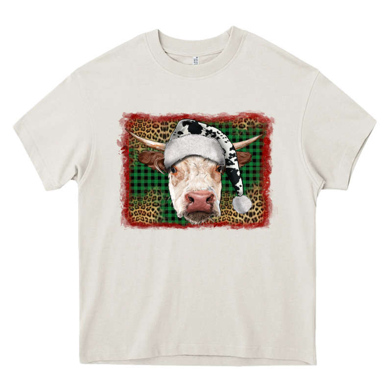Merry Christmas Hereford Cow With Background Heavy Core Tee by RanaPortraitStore | Teevron