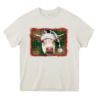 Cream Merry Christmas Hereford Cow With Background Heavy Core Tee - RanaPortraitStore