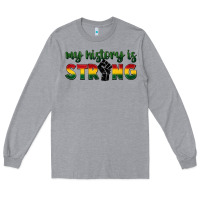 Heather Grey My history is strong Long Sleeve Tee - FaDigitalArtStudio