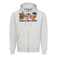 Dove Grey peace love coffee Zipper Hoodie - BarkalooDesign