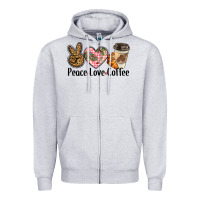 Heather Grey peace love coffee Zipper Hoodie - BarkalooDesign