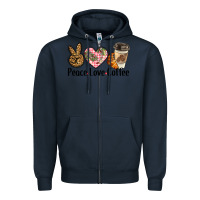 Navy peace love coffee Zipper Hoodie - BarkalooDesign