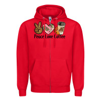 Red peace love coffee Zipper Hoodie - BarkalooDesign