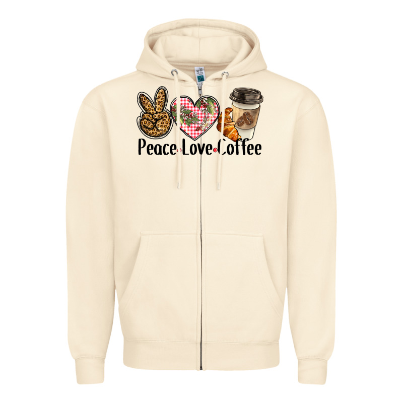 Peace Love Coffee Zipper Hoodie by BarkalooDesign | Teevron