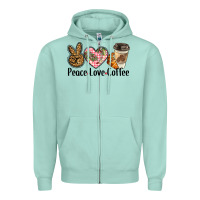 Seafoam peace love coffee Zipper Hoodie - BarkalooDesign
