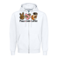 White peace love coffee Zipper Hoodie - BarkalooDesign