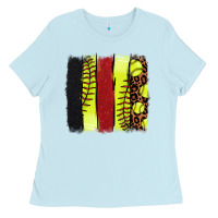 Baby Blue Softball brushstroke Ladies Tee - HowdyJamesFarm