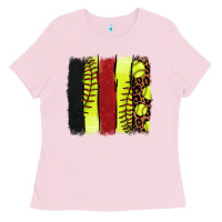 Bubblegum Pink Softball brushstroke Ladies Tee - HowdyJamesFarm