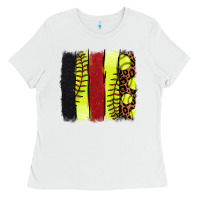 White Softball brushstroke Ladies Tee - HowdyJamesFarm