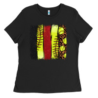 Black Softball brushstroke Ladies Tee - HowdyJamesFarm
