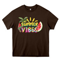 Chocolate Brown summer vibes Heavy Core Tee - NancyCooperArtShop