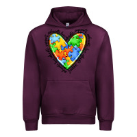 Mauve Wine autism heart Urban Hoodie - JahusDesignShop