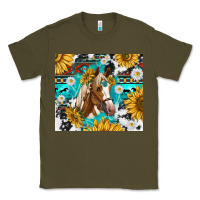 Army Green cowhide aztec horse Classic Tee - TumblerDesignByShophia