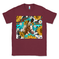Burgundy cowhide aztec horse Classic Tee - TumblerDesignByShophia