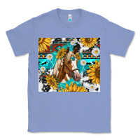 Colony Blue cowhide aztec horse Classic Tee - TumblerDesignByShophia