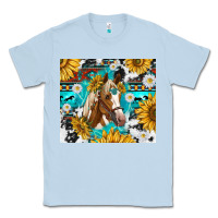 Dusty Blue cowhide aztec horse Classic Tee - TumblerDesignByShophia
