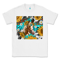 White cowhide aztec horse Classic Tee - TumblerDesignByShophia