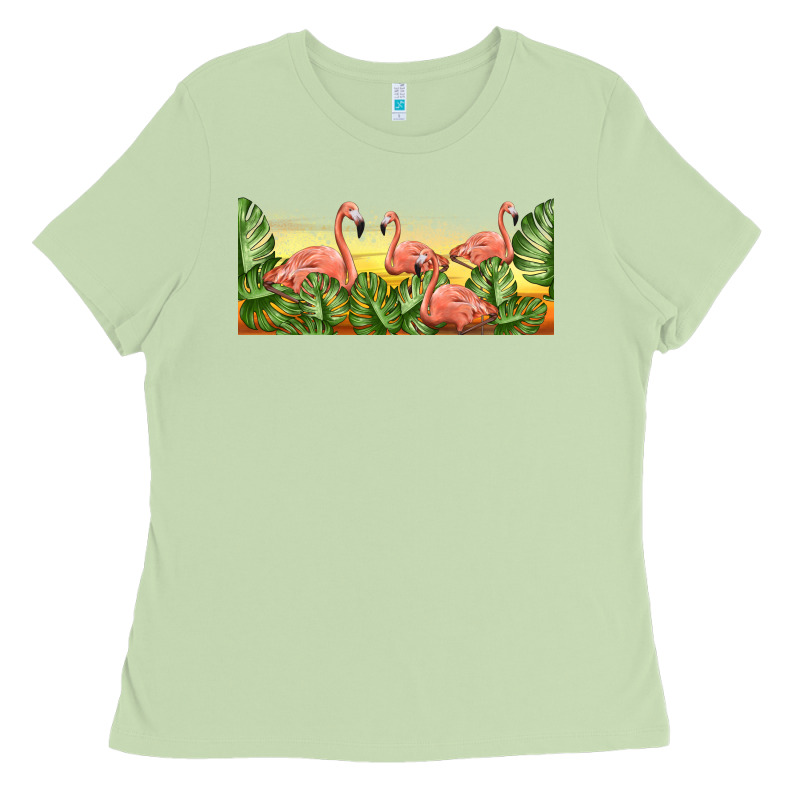 Flamingos With Sunset Ladies Tee by TumblerDesignByShophia | Teevron