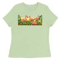Matcha flamingos with sunset Ladies Tee - TumblerDesignByShophia