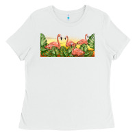 White flamingos with sunset Ladies Tee - TumblerDesignByShophia