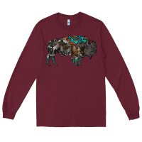 Burgundy cowhide bison Long Sleeve Tee - RanaPortraitStore