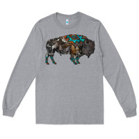 Heather Grey cowhide bison Long Sleeve Tee - RanaPortraitStore