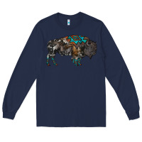 Navy cowhide bison Long Sleeve Tee - RanaPortraitStore