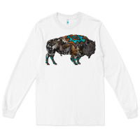 White cowhide bison Long Sleeve Tee - RanaPortraitStore