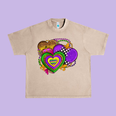 Mardi Gras Heart Olivia Urban Heavy Tee Designed By Oliviacreatesart