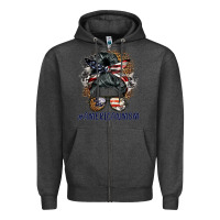 Charcoal Heather americanmom messy bun Zipper Hoodie - BarkalooDesign