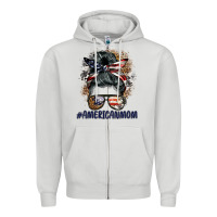 Dove Grey americanmom messy bun Zipper Hoodie - BarkalooDesign