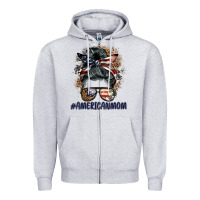 Heather Grey americanmom messy bun Zipper Hoodie - BarkalooDesign