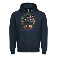 Navy americanmom messy bun Zipper Hoodie - BarkalooDesign