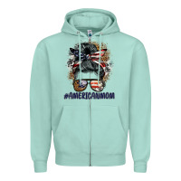 Seafoam americanmom messy bun Zipper Hoodie - BarkalooDesign