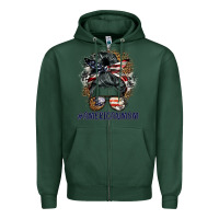 Sports Green americanmom messy bun Zipper Hoodie - BarkalooDesign