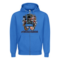 True Royal americanmom messy bun Zipper Hoodie - BarkalooDesign