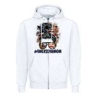 White americanmom messy bun Zipper Hoodie - BarkalooDesign