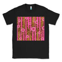 Black glitter pink stripe leopard pattern with flowers Classic Tee - TumblerDesignByShophia