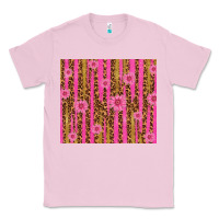 Bubblegum Pink glitter pink stripe leopard pattern with flowers Classic Tee - TumblerDesignByShophia