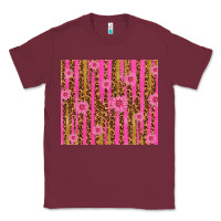 Burgundy glitter pink stripe leopard pattern with flowers Classic Tee - TumblerDesignByShophia