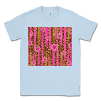 Dusty Blue glitter pink stripe leopard pattern with flowers Classic Tee - TumblerDesignByShophia