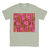 Matcha glitter pink stripe leopard pattern with flowers Classic Tee - TumblerDesignByShophia