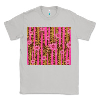 Moon Dust glitter pink stripe leopard pattern with flowers Classic Tee - TumblerDesignByShophia