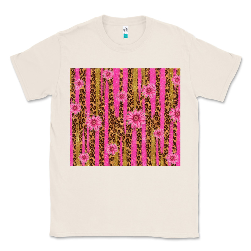 Glitter Pink Stripe Leopard Pattern With Flowers Classic Tee by TumblerDesignByShophia | Teevron