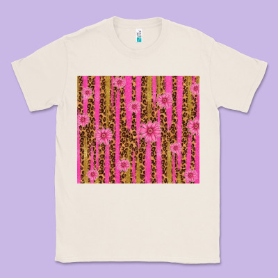 Glitter Pink Stripe Leopard Pattern With Flowers Classic Tee Designed By Tumblerdesignbyshophia