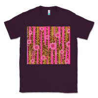 Plum glitter pink stripe leopard pattern with flowers Classic Tee - TumblerDesignByShophia