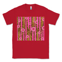 Red glitter pink stripe leopard pattern with flowers Classic Tee - TumblerDesignByShophia