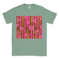 Sage glitter pink stripe leopard pattern with flowers Classic Tee - TumblerDesignByShophia